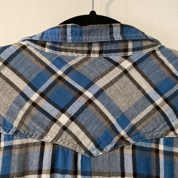 Lucky Brand plaid double cloth two pocket western style shirt size Large - Picture 3 of 12
